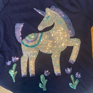 Cat & Jack Sequin Unicorn Flower Tee T-Shirt Cap Sleeve Blue Teal  Purple 4T